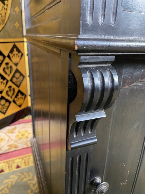 Meuble De Toilette à Vasque Bois Noirci Napoléon III