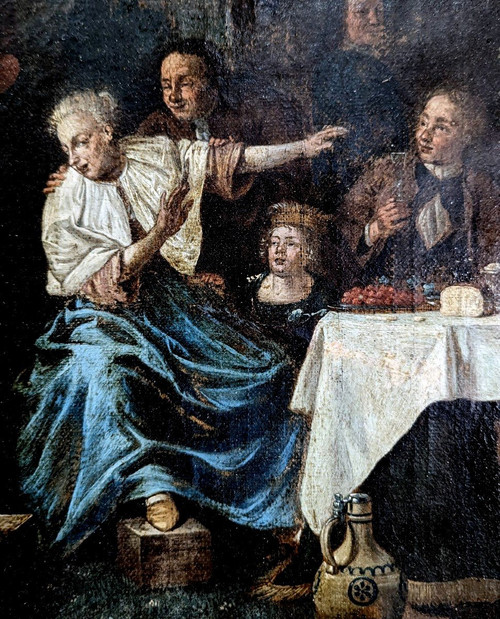 Huile Sur Toile école Hollandaise XVIIème Scène De Banquet