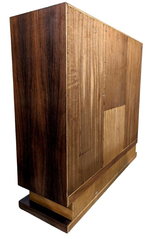 Bibliothèque Style Art Déco 1930 d'époque 1950 En Palissandre Poignées En Laiton