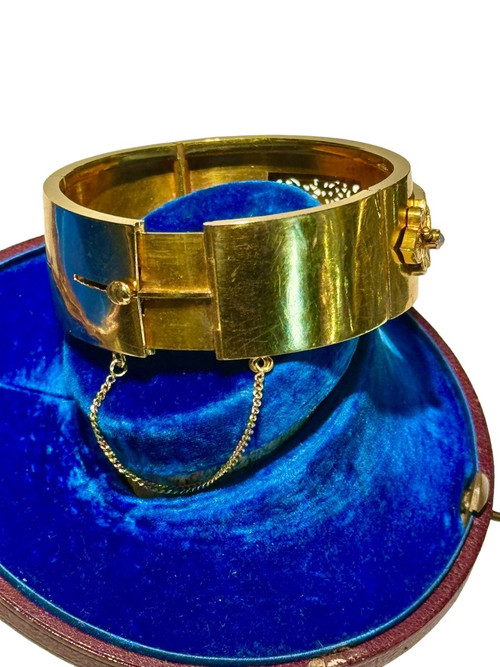 Bracciale Napoleone III in oro e perle fini nella sua cassa