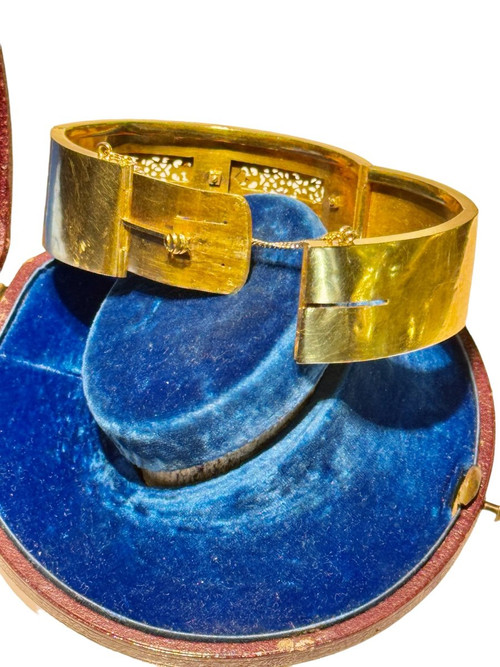 Bracciale Napoleone III in oro e perle fini nella sua cassa