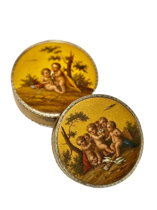 Scatola Tonda con Decoro a Putti, Epoca Luigi XVI