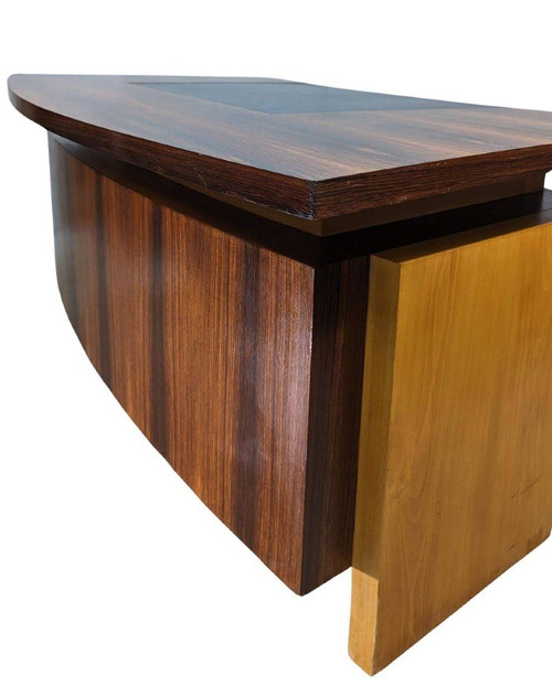 Grand Bureau Présidentiel à Caisson Style Art Déco 1930 d'époque 1950 En Palissandre