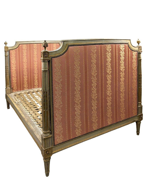 Lit Laqué Louis XVI d'époque XVIIIème Montage à Tire Fonds