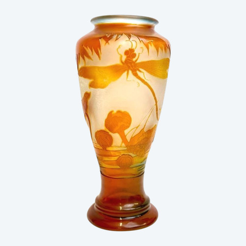 Vaso acquatico Art Nouveau Emile Gallé "A La Libellule"