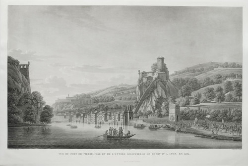Etching Lyon View Of Fort De Pierre-cise19th C Engraving Old Print