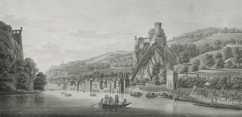Etching Lyon View Of Fort De Pierre-cise19th C Engraving Old Print
