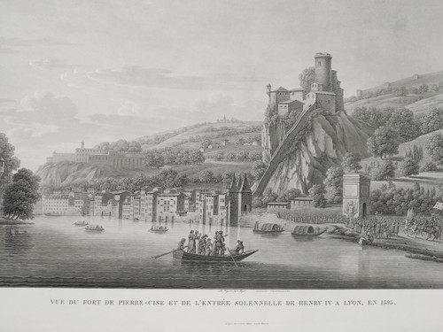 Etching Lyon View Of Fort De Pierre-cise19th C Engraving Old Print