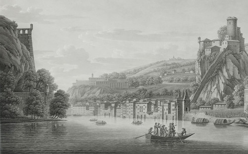 Etching Lyon View Of Fort De Pierre-cise19th C Engraving Old Print