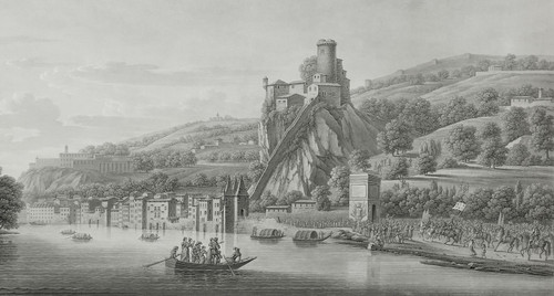 Etching Lyon View Of Fort De Pierre-cise19th C Engraving Old Print