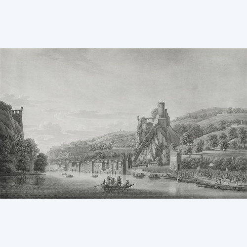 Etching Lyon View Of Fort De Pierre-cise19th C Engraving Old Print