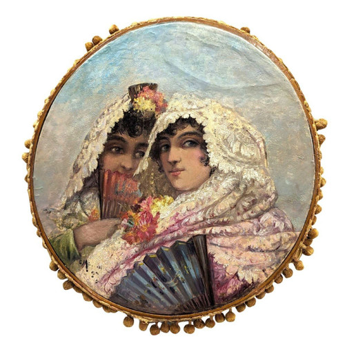 Tambourin  Aux élégantes Espagnoles époque XIXème