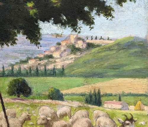 Olio Su Tela Scena Pastorale Scuola Provenzale Rémy Mayan (1877-1961)