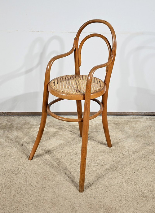 Seggiolone per bambini in faggio curvato, timbrato Thonet - Primi del XX secolo