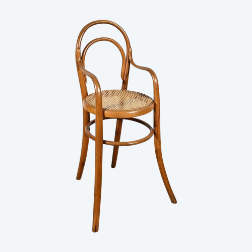 Seggiolone per bambini in faggio curvato, timbrato Thonet - Primi del XX secolo