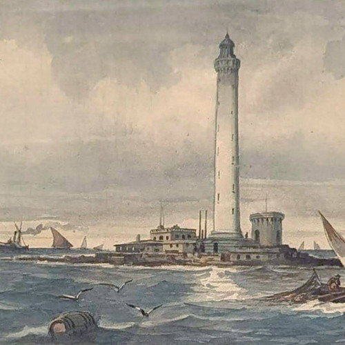 Aquarell Emile Henry Segelboote In der Nähe eines Leuchtturms (wahrscheinlich Leuchtturm von Planier)