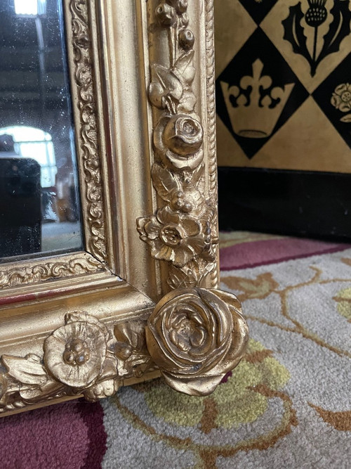 Specchio Napoleone III Con Foglia Oro