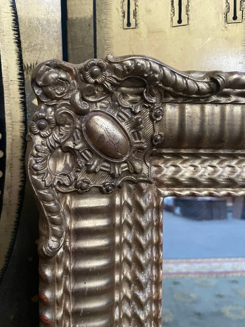 Specchio Napoleone III Con Foglia Oro