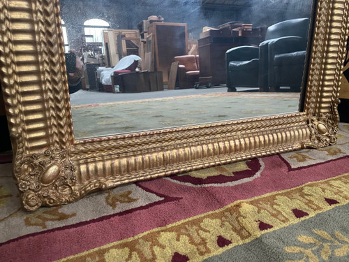 Specchio Napoleone III Con Foglia Oro