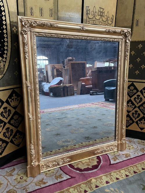 Miroir Trumeau Napoléon III Doré à La Feuille D’or