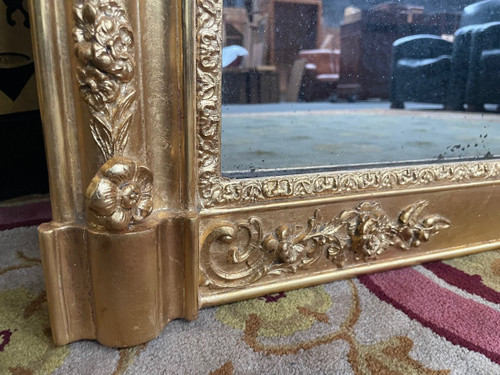 Miroir Trumeau Napoléon III Doré à La Feuille D’or