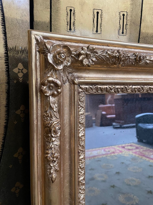 Miroir Trumeau Napoléon III Doré à La Feuille D’or