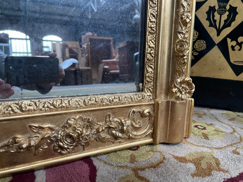 Miroir Trumeau Napoléon III Doré à La Feuille D’or
