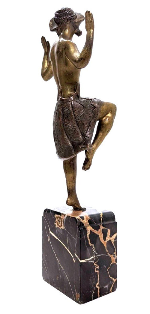 Charlotte Monginot Danseuse En Bronze Art Déco 1930 Sur Socle En Marbre  Portor