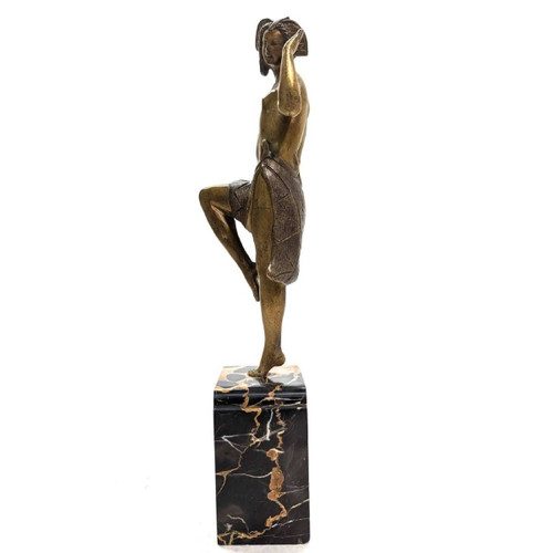 Charlotte Monginot Danseuse En Bronze Art Déco 1930 Sur Socle En Marbre  Portor