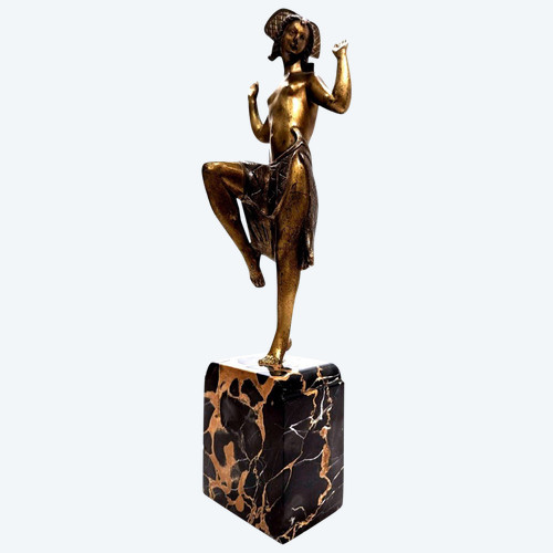 Charlotte Monginot Danseuse En Bronze Art Déco 1930 Sur Socle En Marbre  Portor