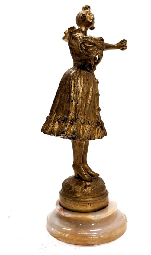 Colombina in bronzo di Georges Omerth Piccola scheggiatura sulla base in onice