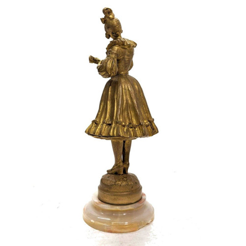 Colombina in bronzo di Georges Omerth Piccola scheggiatura sulla base in onice