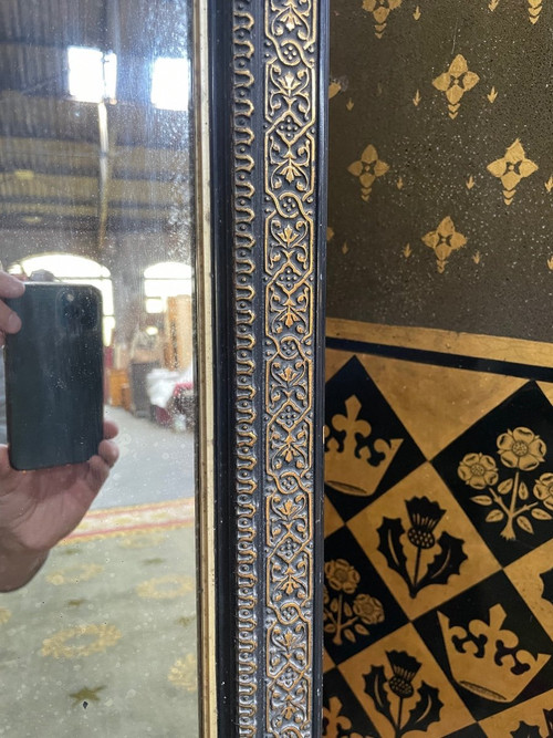 Napoleon III Mirror With Gold Leaf And Blackened Wood