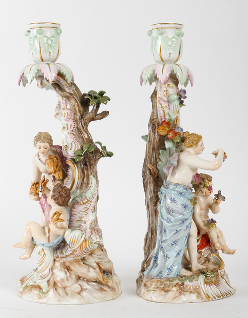 COPPIA DI CANDELIERI MEISSEN FINE DEL XIX SECOLO