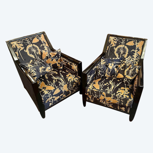 Pair of Lacquered Armchairs from the Art Deco Period