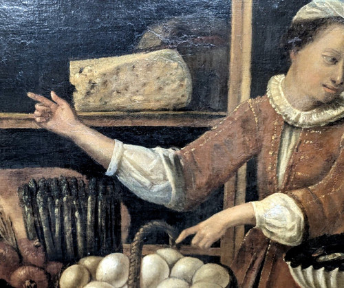 Scène De Genre Personnage Dans Un Garde-manger Tableau Hollandais Fin XVIIème