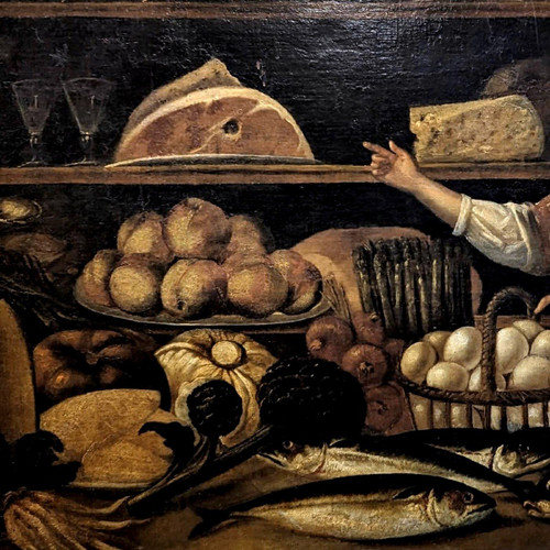 Scène De Genre Personnage Dans Un Garde-manger Tableau Hollandais Fin XVIIème
