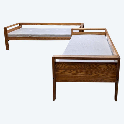 Pair Of Elm Benches By Pierre Chapo