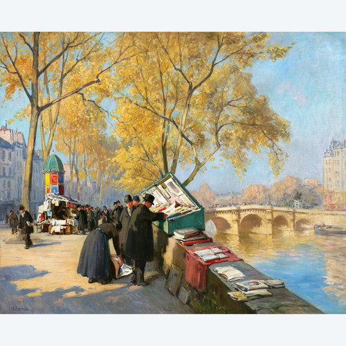 Henri Alphonse BARNOIN, Paris, the second-hand booksellers at Pont-Neuf