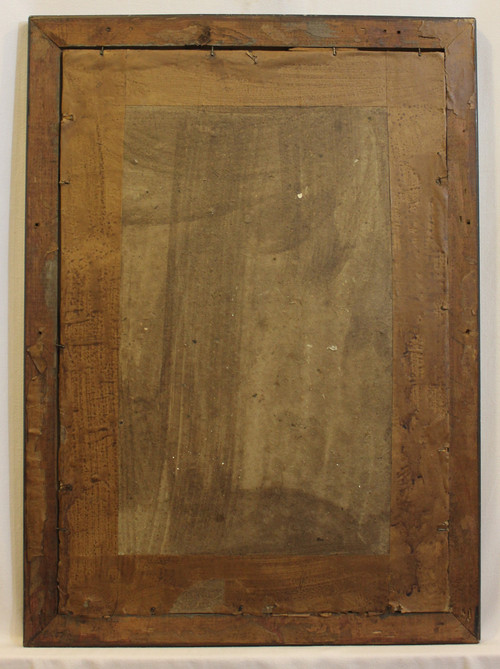 Miroir Rectangle Napoléon III, Bois Noirci Et Laqué, Filet Or 38 X 52 Cm