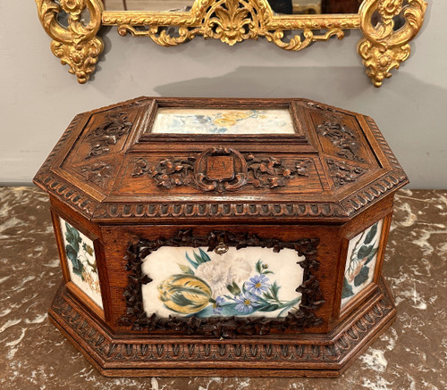 Viardot Frères Et Cie, Rara Scatola in Legno Intagliato Periodo Napoleone III Circa 1850