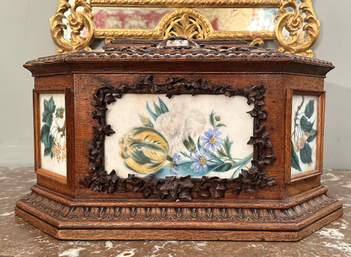 Viardot Frères Et Cie, Rara Scatola in Legno Intagliato Periodo Napoleone III Circa 1850