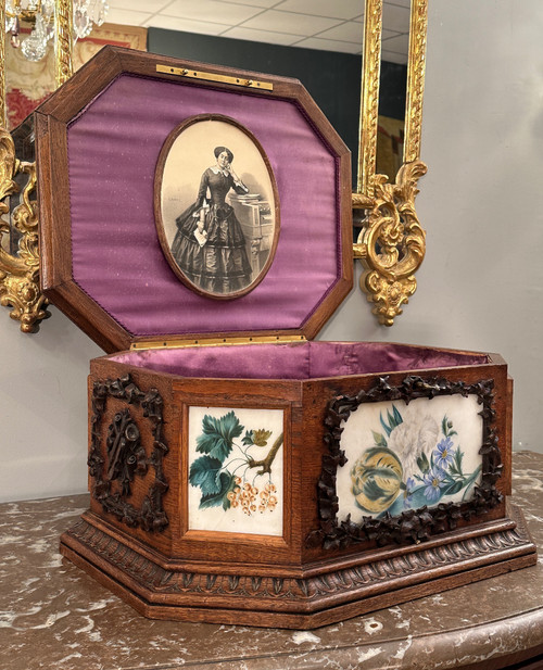 Viardot Frères Et Cie, Rara Scatola in Legno Intagliato Periodo Napoleone III Circa 1850