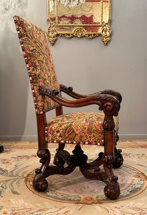 Fauteuil d'Apparat De Style Louis XIV d'Epoque XIXème