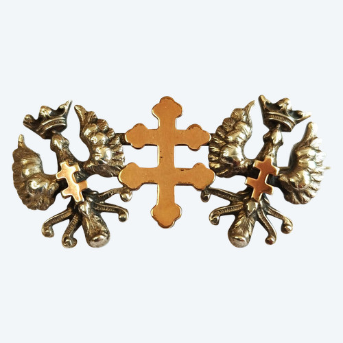 Wappenbrosche Kreuz von Lothringen und Alérions