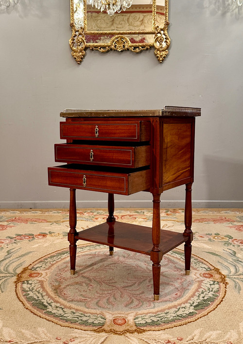 Small Chiffonniere Table In Mahogany, Louis XVI Period Circa 1780
