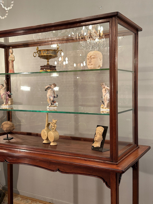 Rare Vitrine d'Exposition Musée Collectionneur En Acajou Epoque Art Nouveau Vers 1890