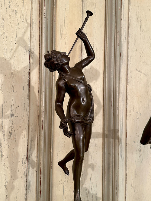 Jean De Bologne After, coppia di sculture in bronzo al mercurio rinomate del XIX secolo (altezza 82 cm)