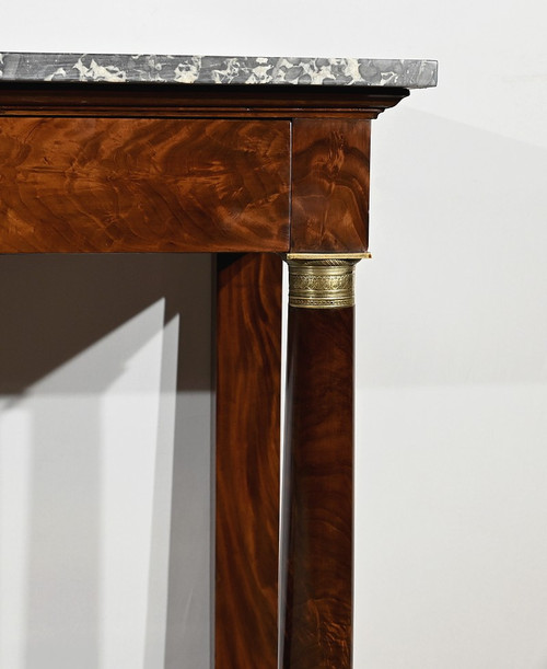 Console in radica di mogano, Ringer timbrato, Faubourg Saint Antoine, periodo Impero – Inizio XIX secolo