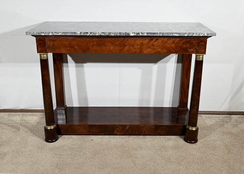 Console in radica di mogano, Ringer timbrato, Faubourg Saint Antoine, periodo Impero – Inizio XIX secolo